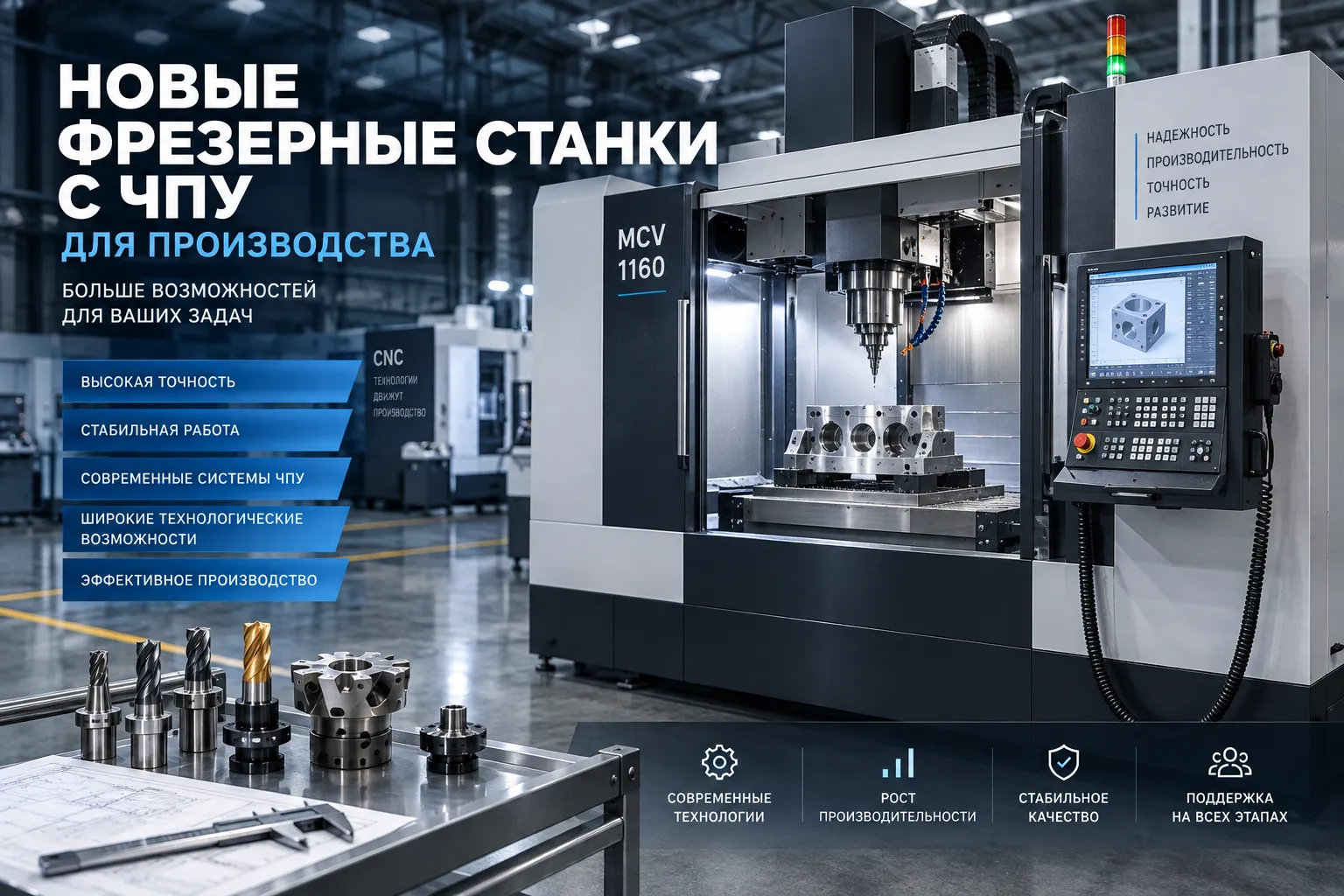 Новые фрезерные станки с ЧПУ для производства Новые фрезерные станки с ЧПУ для производства