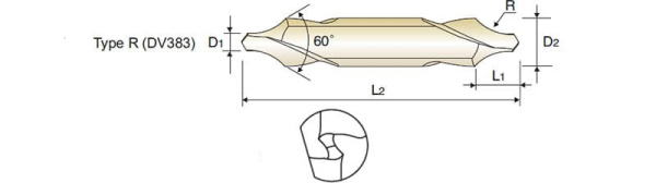 Сверло из быстрорежущей стали центровочное Center Drill HSS-EX форма R, 3.15X8XR8X50